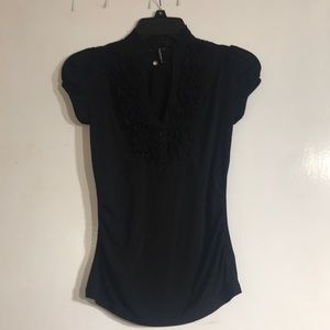 Black ruffly blouse
